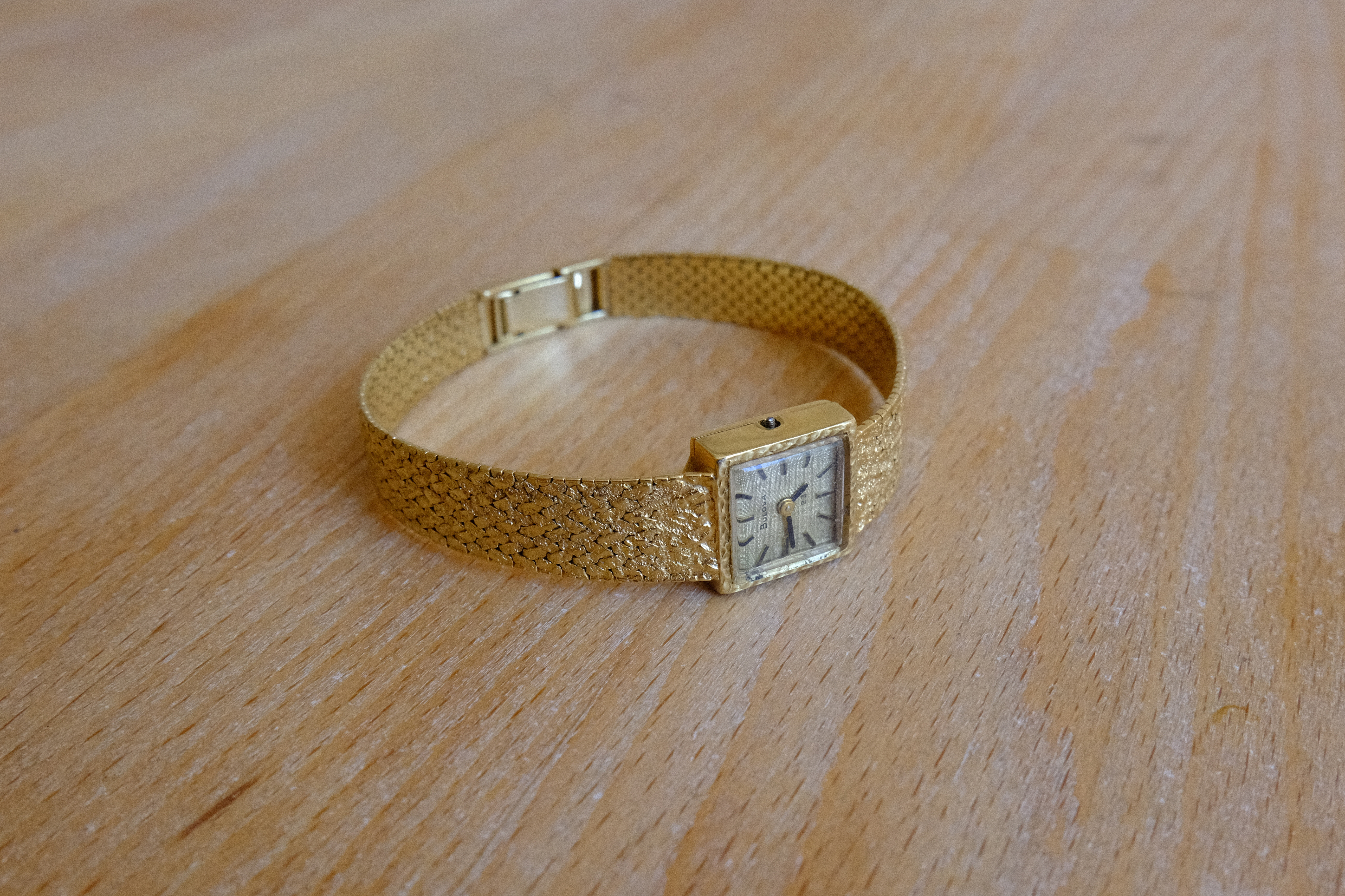 Bulova Cocktail Watch with Bark-Finish Integrated Bracelet